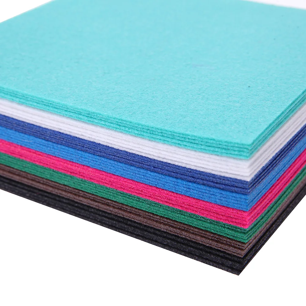 40pcs Polyester Cloth DIY Crafts 10x10cm Felt Fabric Sewing Accessories Felt Sheets Patchwork Assorted Color Soft For Dolls