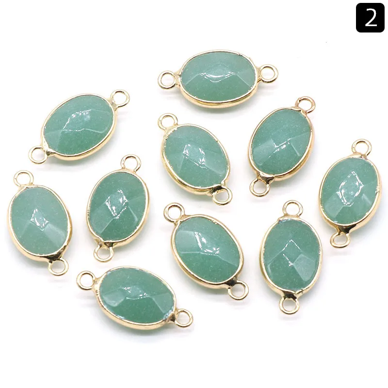 Faceted Gemse Natural Stone Charms Chakra Reiki Healing  Rose Crystal Aventurine Pendants For DIY Bracelet  Necklace Jewelry ACC