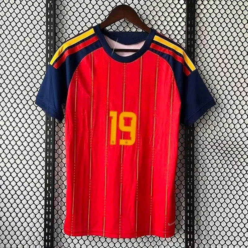 2026 Neues Kurzarm-T-Shirt in Rot-Gelb-Ton mit Anpassbarem Nummern-Druck, Schnelltrocknend, Atmungsaktiv, Fußball-Fan-Oberteil für den Alltag