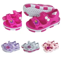 Toddler Girls Cute Cartoon Flower Open Toe Slip On Hollow Out EVA Outdoor Slipper, Kids Casual Soft Sole Anti-skid Beach Sandals 1