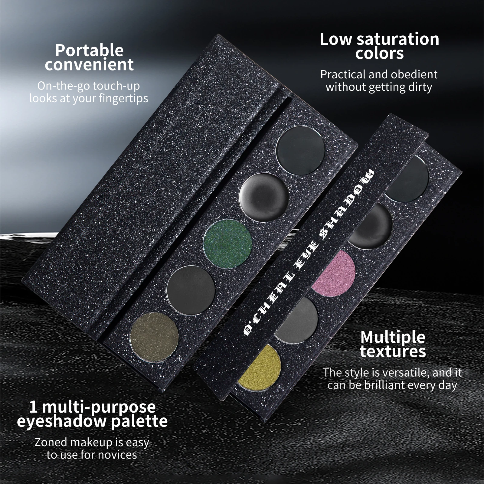 5 Colors Punk Smokey Matte Glitter Eyeshadow Palette Cool Toned Gray Black Eye Pigment Palett Shimmer Eye Shadow Makeup Palette 2