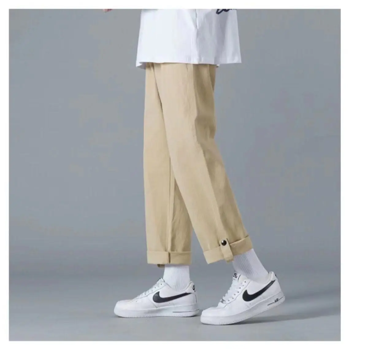 Description Picture 3 of itemSolid Color Overalls Pants Men's Spring and Autumn Loose Straight Trend Trousers All-match Summer Casual Pants