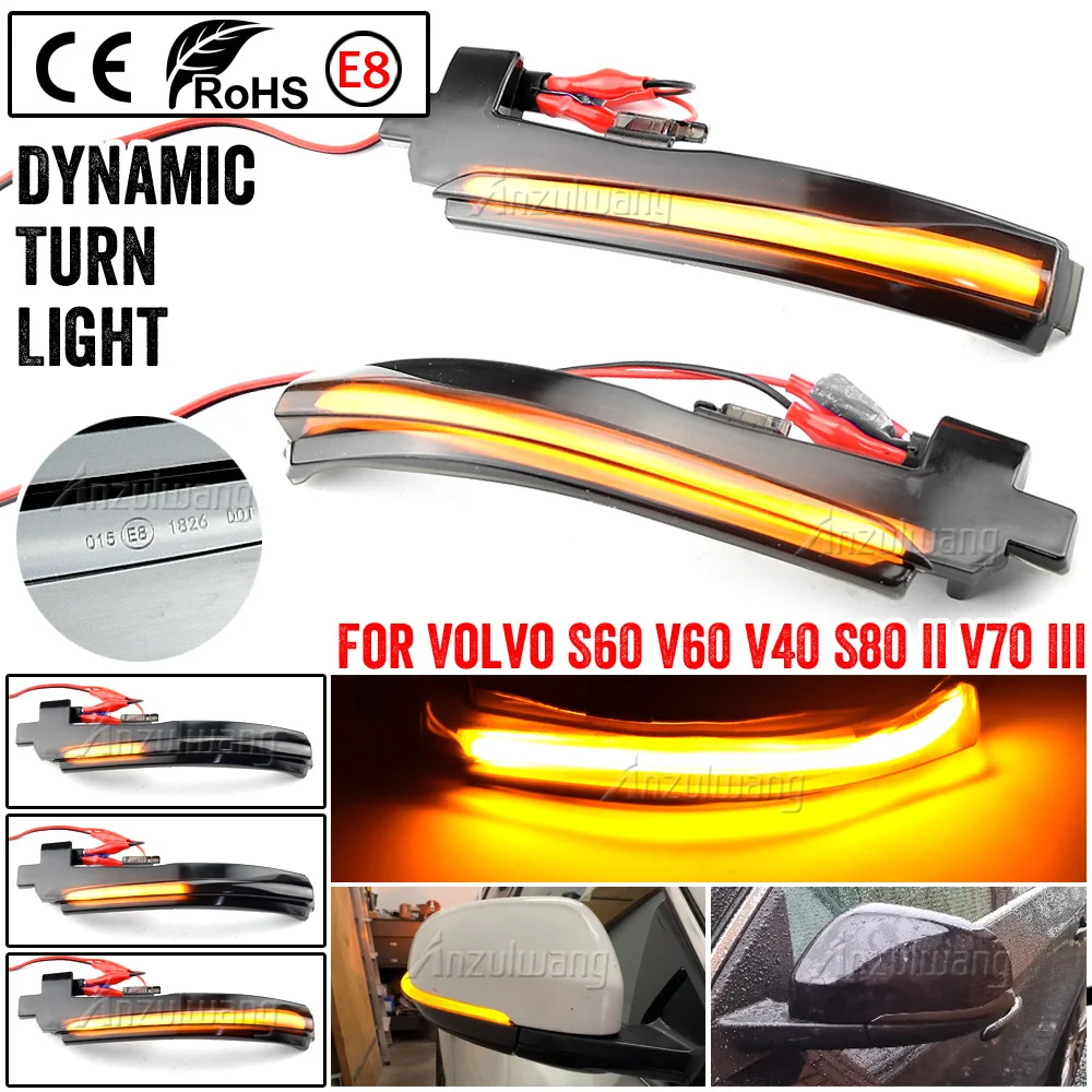 

Dynamic Blinker For Volvo S60 S80 V40 II V60 CC V70 III LED Turn Signal Light Side Mirror Lamp arrow 2012 2016 2018