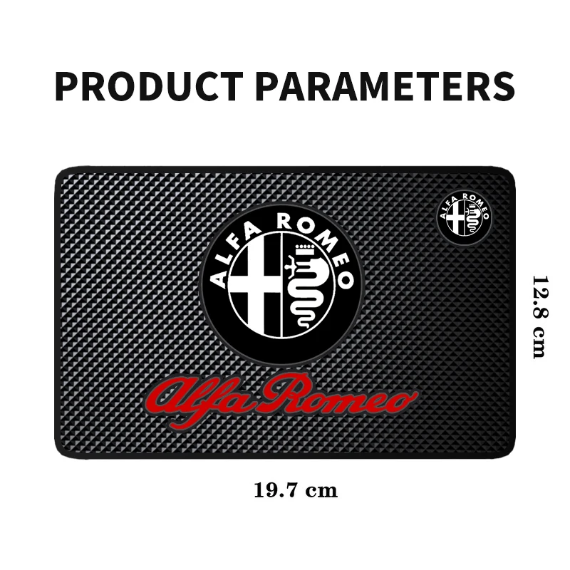 Car Silicone Non-Slip Mat Interior Console Emblem Badge Anti-Slip Pad For Alfa Romeo 147 159 156 Giulietta Giulia Mito Spider car non slip mat non slip mat car dashboard mat non slip dash mat silicone anti slip pad silicone anti skid pad