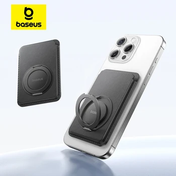 Baseus Magnetic Wallet Card Holder for iPhone 17 MagSafe PU Leather Phone Case with 360° Rotating Stand Bank ID Card Cover Case 1
