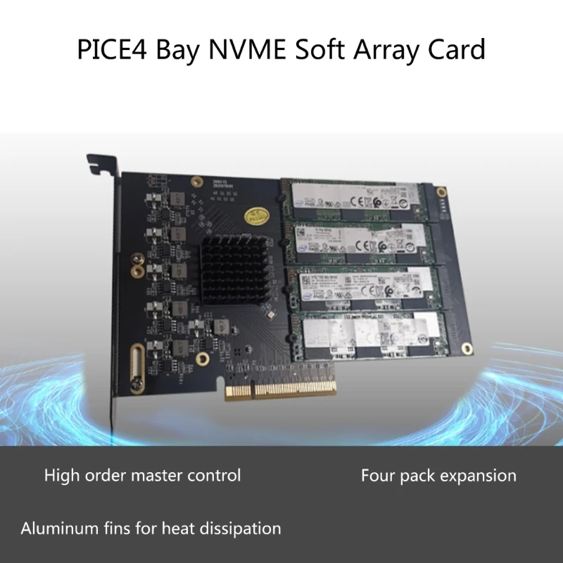 Программная RAID-карта PCIe4.0 X16 to NVME 64 Гбит/с с 1 слотом расширяется до 4 слотов Карта адаптера M.2 2280 SSD X3UF