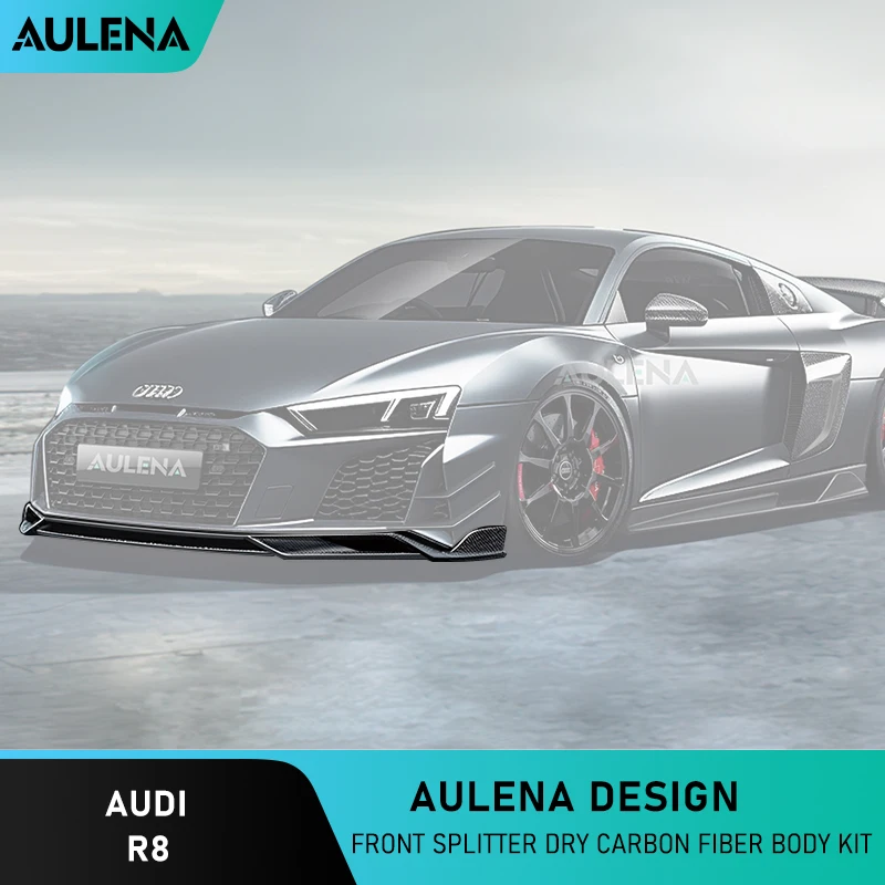 

Aulena Dry Carbon Body Kit Front Splitter Front Bumper Lip Front Lower Lip Spoiler High Performance Full Dry Carbon For Audi R8