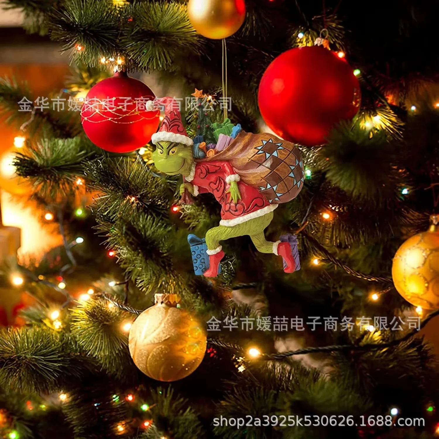 thumbnail image 4 of Venta caliente de colgantes para árbol de Navidad, adornos de Grinch, acrílico, divertido monstruo de pelo verde, decoración para árbol de Navidad, regalos de Navidad 2d, 4 of 6