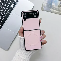 Premium PU Leather Magnetic Flip Case with Wireless Charging Compatibility and Shockproof Protection for Samsung Z Flip 8 (Pink)