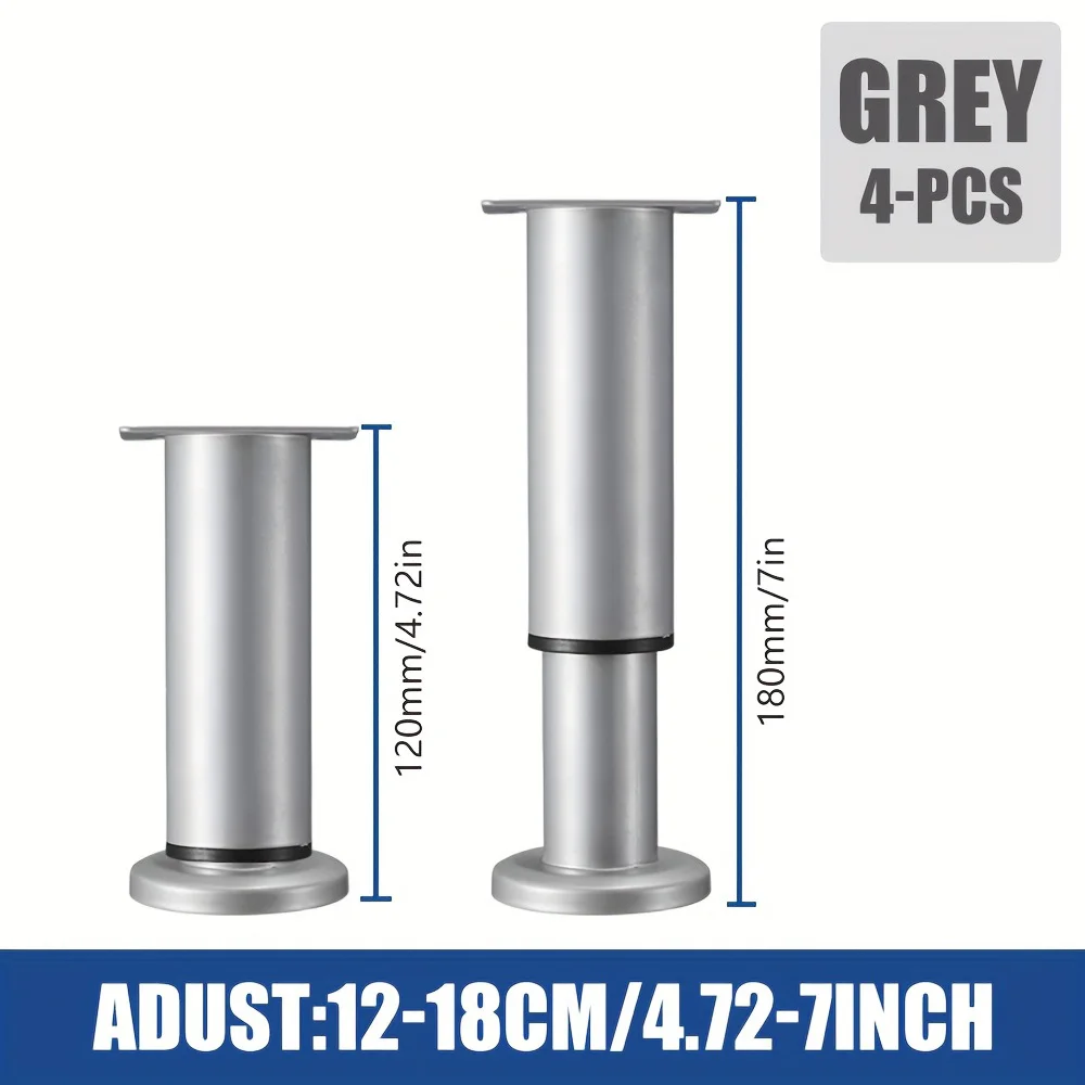 Premium Adjustable Furniture Legs with Tool-Free Height Adjustment, Sturdy Metal Construction