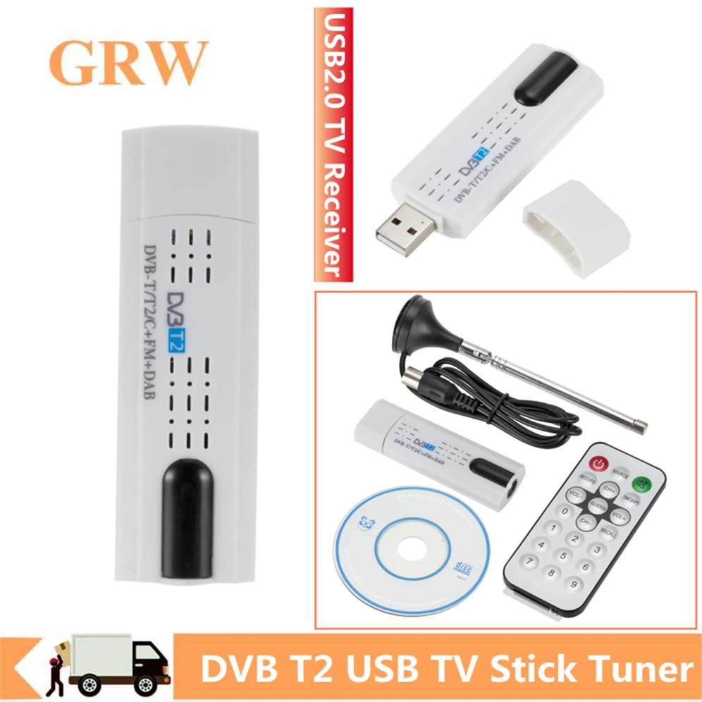 Grwibeou Digital Antenna USB 2.0 HDTV TV Remote Tuner Recorder&ampReceiver for DVB-T2/DVB-T/DVB-C/FM/DAB Laptop PC |
