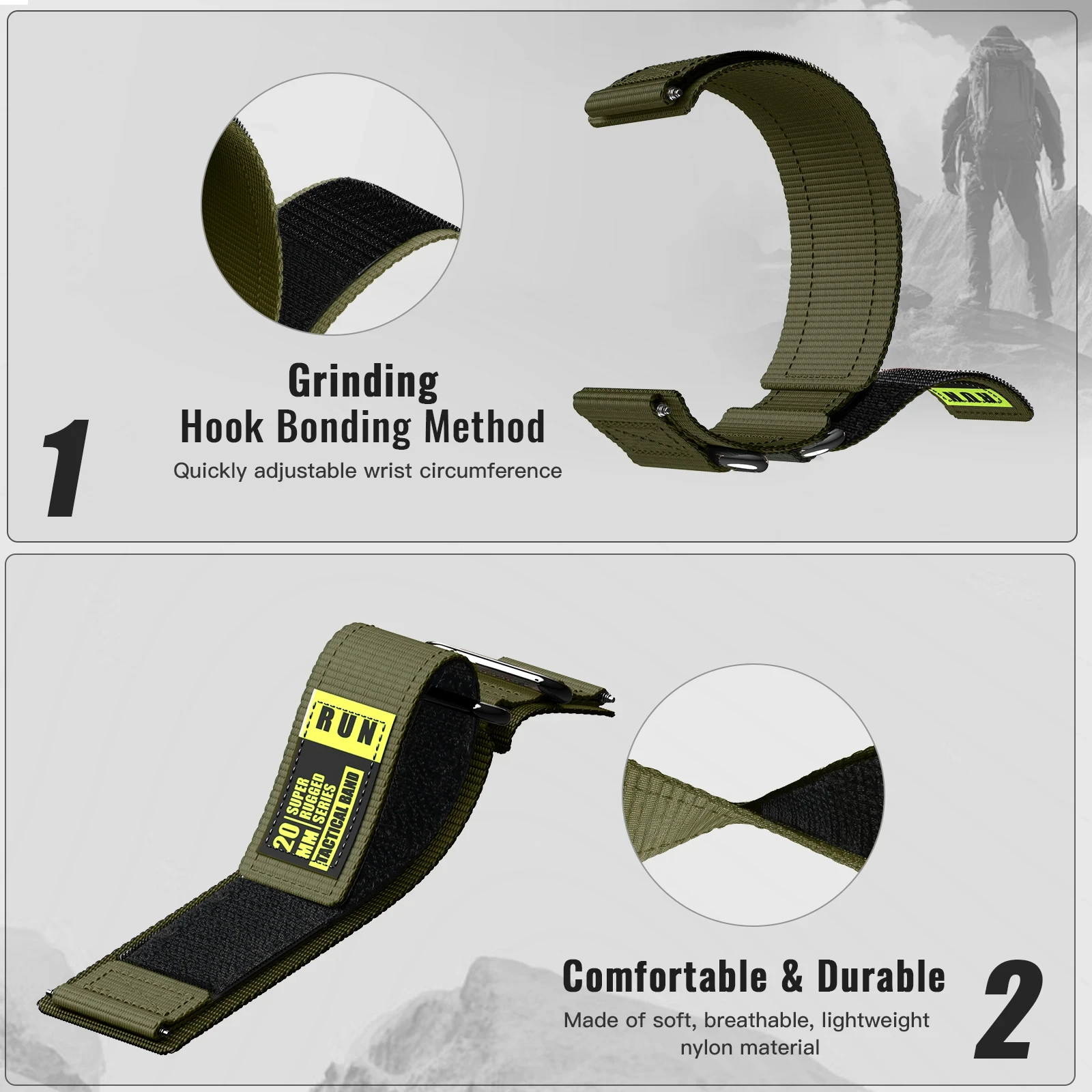 Versatile 22mm Nylon Velcro Watch Strap - Enhanced Comfort & Style