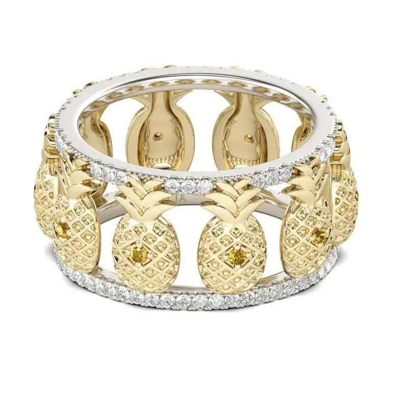 Elephant Pineapple Ring for Women Wedding Party Finger Rings Dazzling Cubic Zircon Fashion Jewelry