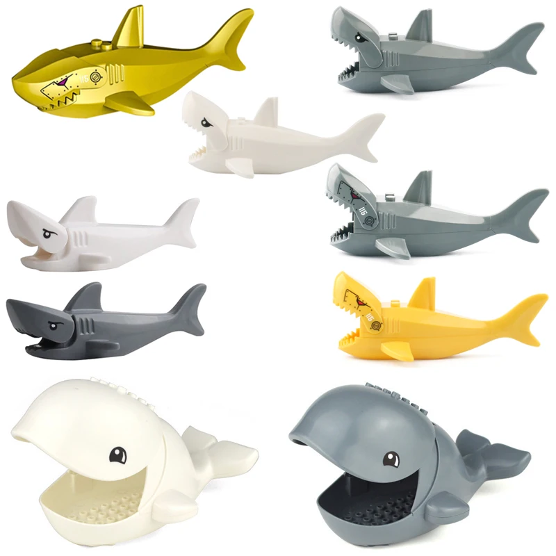 

Marine Life Animal Parts MOC Building Blocks City Aquarium Pet Bricks Accessories Kits Shark Beluga Sperm Whale Toys