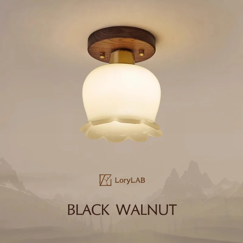 

Walnut Wood Art Resin, Wabi-sabi Modern Vintage style, Ceiling Light for Corridor, Aisle balcony, Entrance Hall