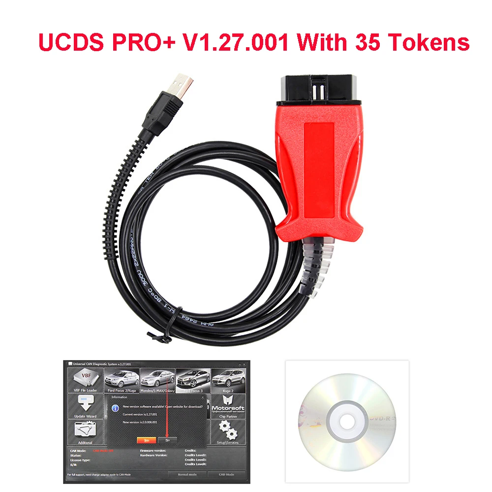 

UCDS Pro для Ford V1.27.001 полностью активирован с 35 токенами ECU TCM BCM CAN диагностическая система OBD2 сканер кабель адаптер UCDS-Ford