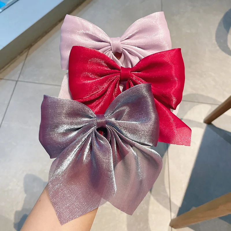 

Fashion Girls Big Hair Bow Ties Hair Clips Satin Two Layer Bow for Women Bowknot Hairpins Trendy Hairpin Girl Hair Accessories