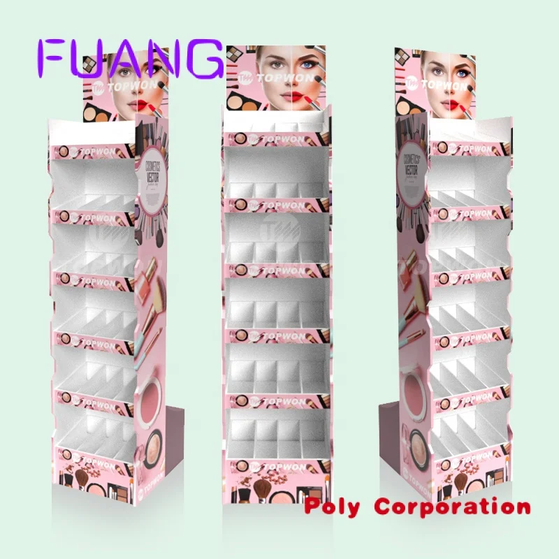 Custom  Custom Cardboard Lip Gloss Eyelash Lash Display Stand Counter Retail Shop Paper Makeup Lipstick Cosmetic Display Stand