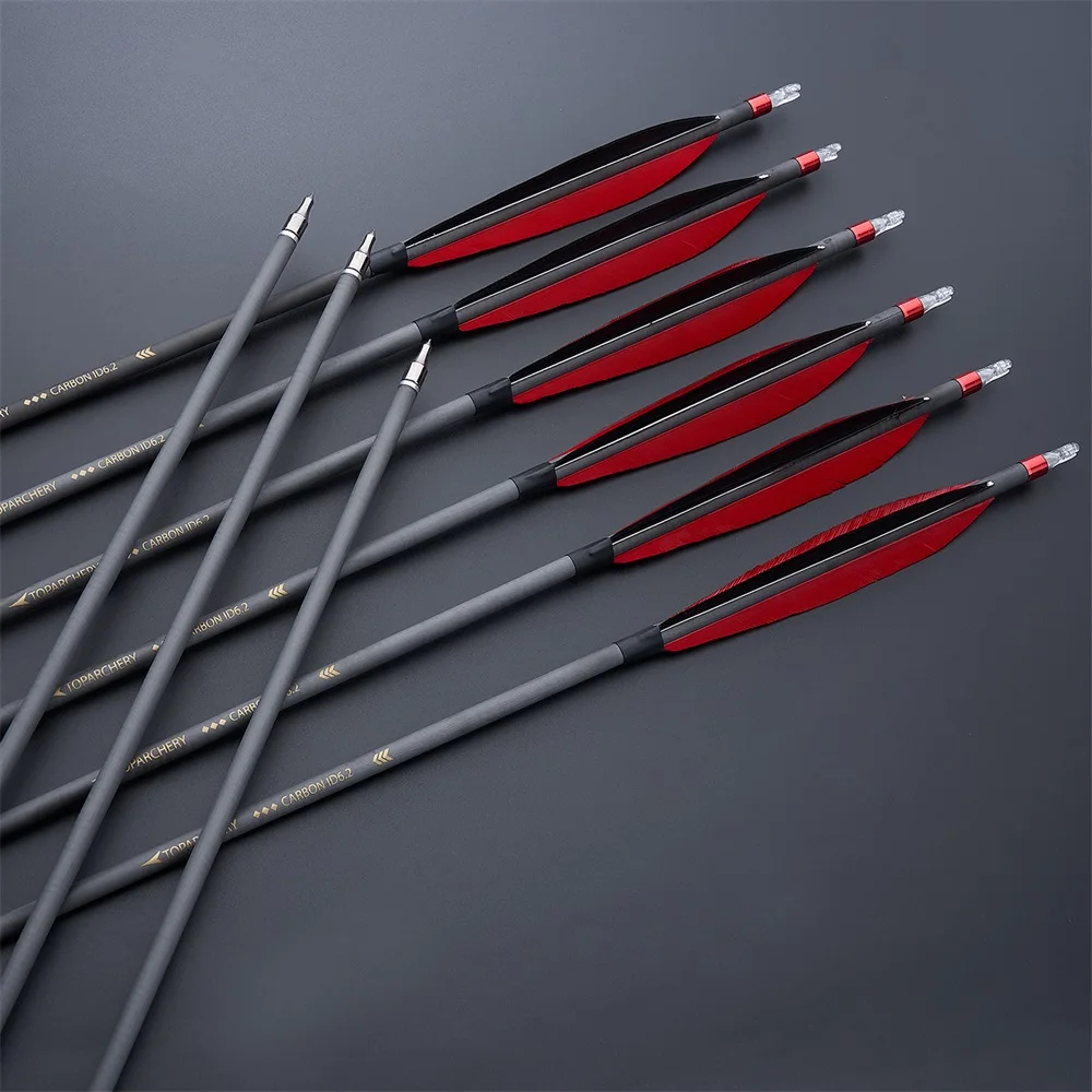 

31.5inch Carbon mix Arrow Sp350 6'' Feather Detachable and Rotation angle Nock Shooting Practice Arrow With explosion-proof ring