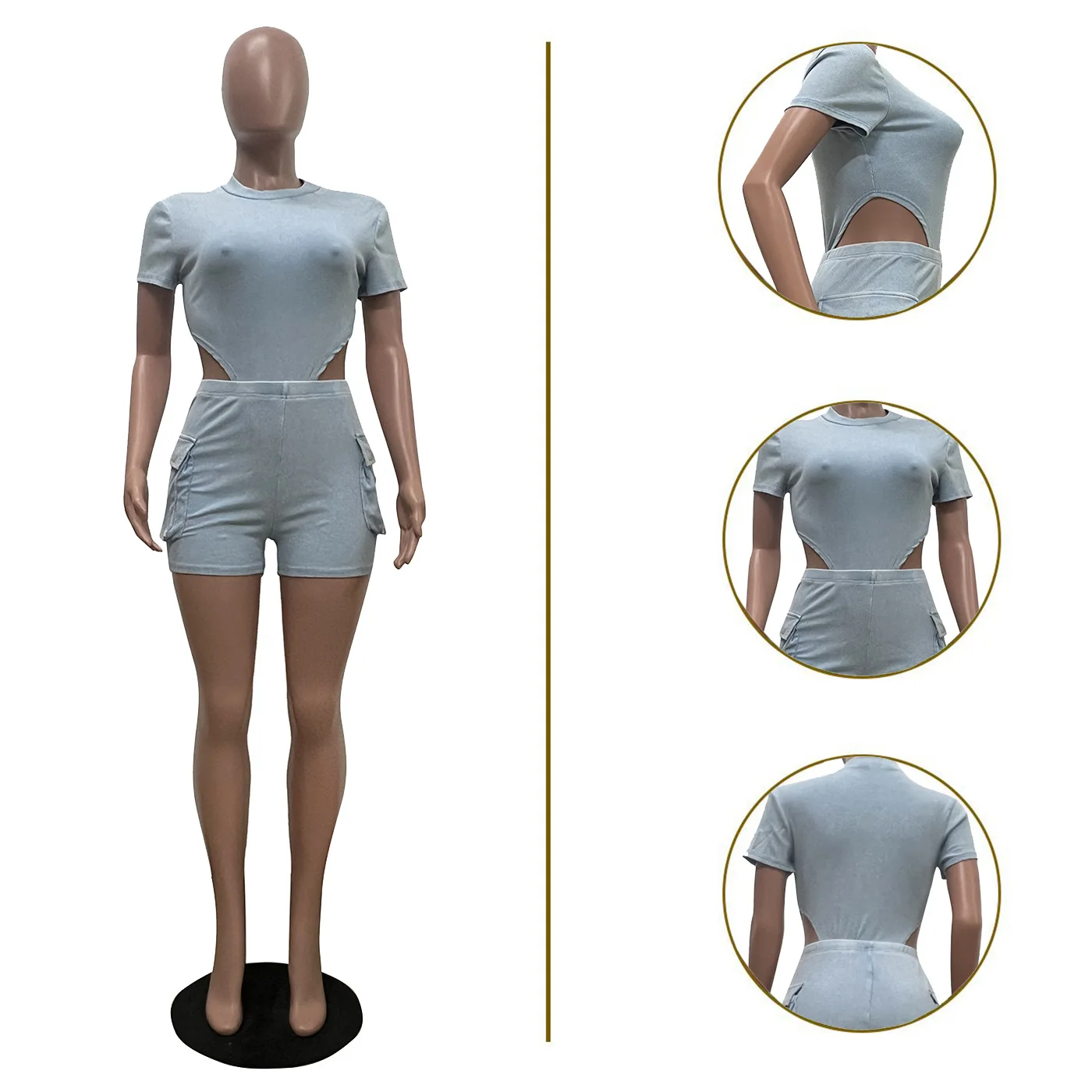 Summer Ribbed Tie Dye 2 Piece Pant Set Outfits Women Y2K Streetwear Sexy Club Crop T Shirts Two Piece Set Shorts Cargo Pant
