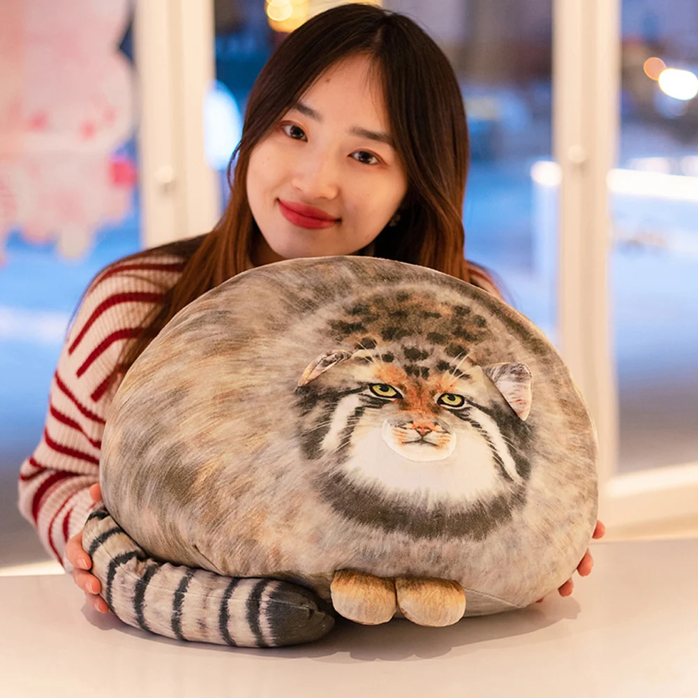 3D 인쇄 실물 같은 Pallas 고양이 채팅 manul 플러시 장난감 박제 초원 고양이 귀여워 쿠션 룸 장식 어린이를위한 생일 선물