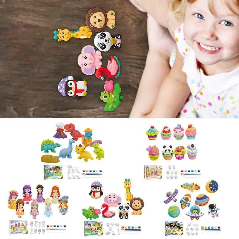 

DIY Painting Figurines 8Pcs Paintable Art Craft Toy Set For Kids Plaster Toys For Kids Party Supplies For Children's Day Holiday