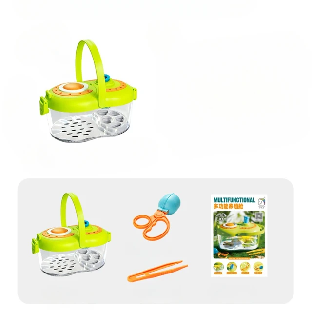 Kit D'observation Nature Enfant | Seau 5L Avec Couvercle Loupe, épuisette, Pince, Loupe | Livret éducatif Insectes