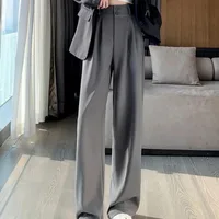 Elegant Wide Leg Pants Women Korean Style High Waist Black Baggy Pants Office Ladies Fashion Loose Suit Trousers Streetwear - Image 5