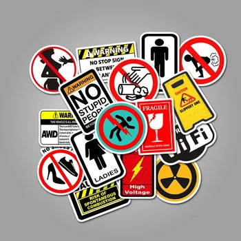 50pcs Cartoon Warning Waterproof Stickers Danger Banning Skateboard Guitar Laptop Motorcycle Car Classic Toy Cool Decals Sticker 1