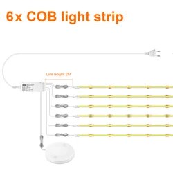 COB LED Strip Light with Touch Dimmer and Motion Sensor for Under Cabinet and Closet Lighting (European Power Plug)