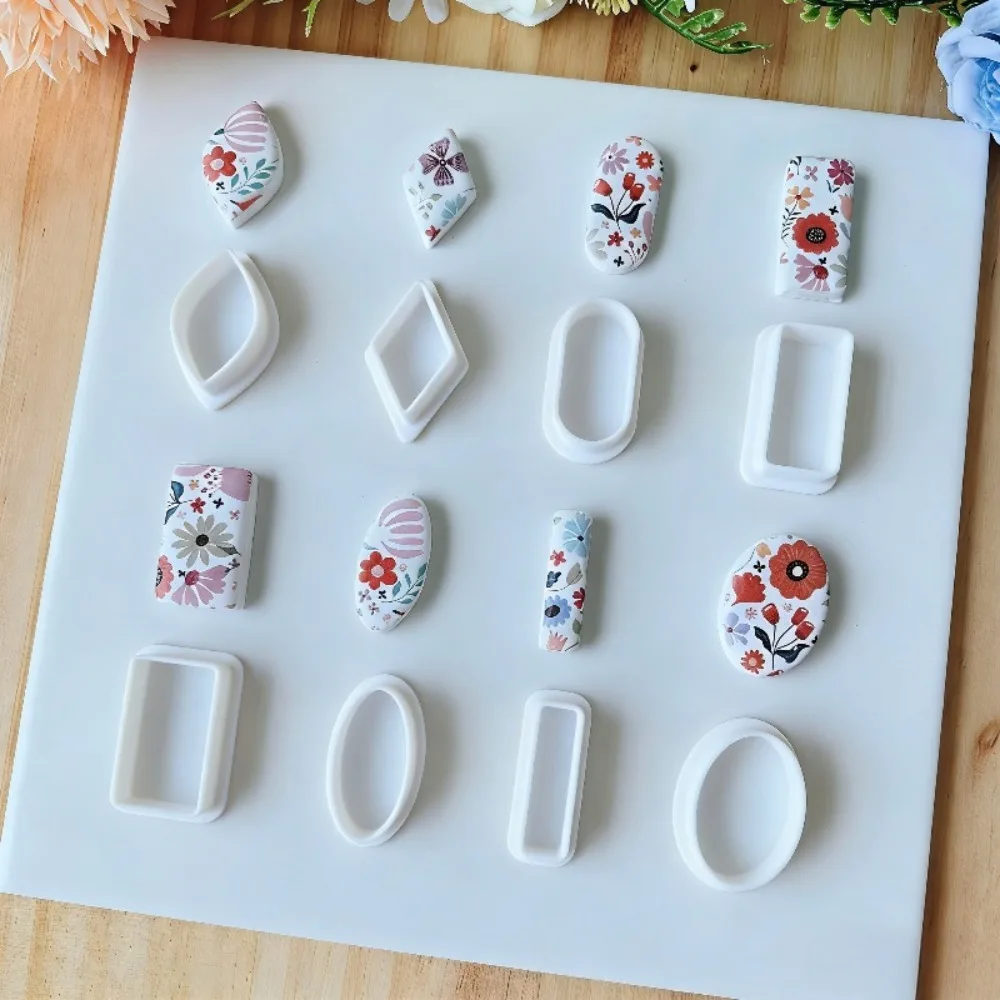 기하학적 폴리머 클레이 커터 세트 드롭/사각/원형/타원형 몰드 DIY 수제 귀걸이, 쥬얼리 펜던트 및 공예품 제작용