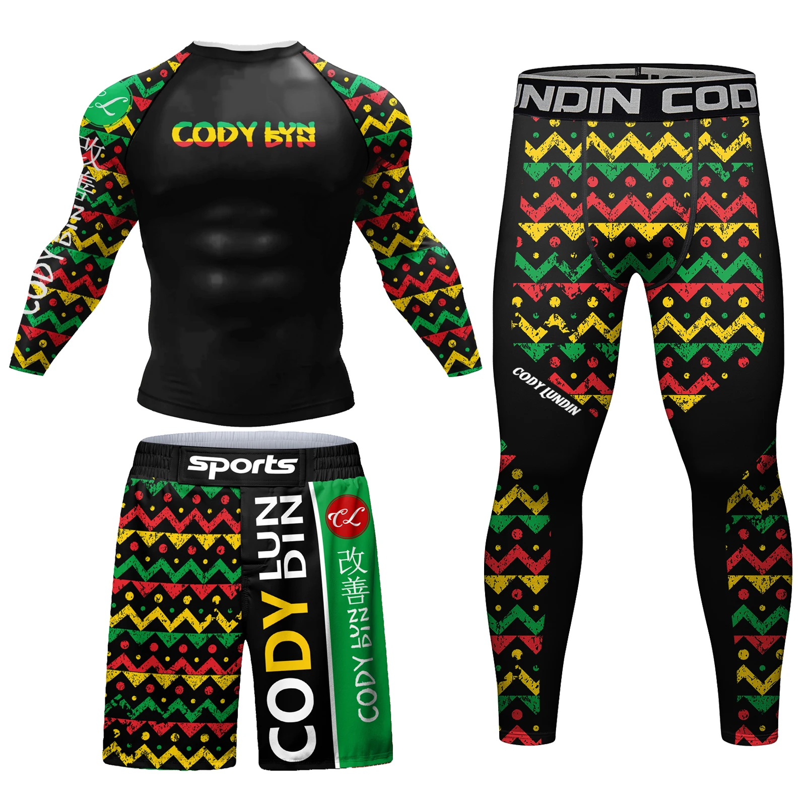 

Мужская Дизайнерская одежда Cody Lundin, рубашка с защитой от УФ-лучей, плавательная футболка с длинным рукавом, леггинсы с узором, брюки для борьбы