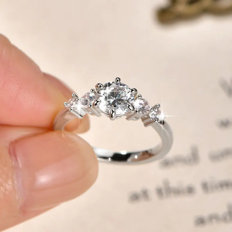 Ehhai Zertifizierter D-Farbiger VVS1 Labor-Diamant Imitations-Moissanit-Ring für Damen Verlobungsringe Hochzeit Edle Schmuckgeschenke – Detail 11