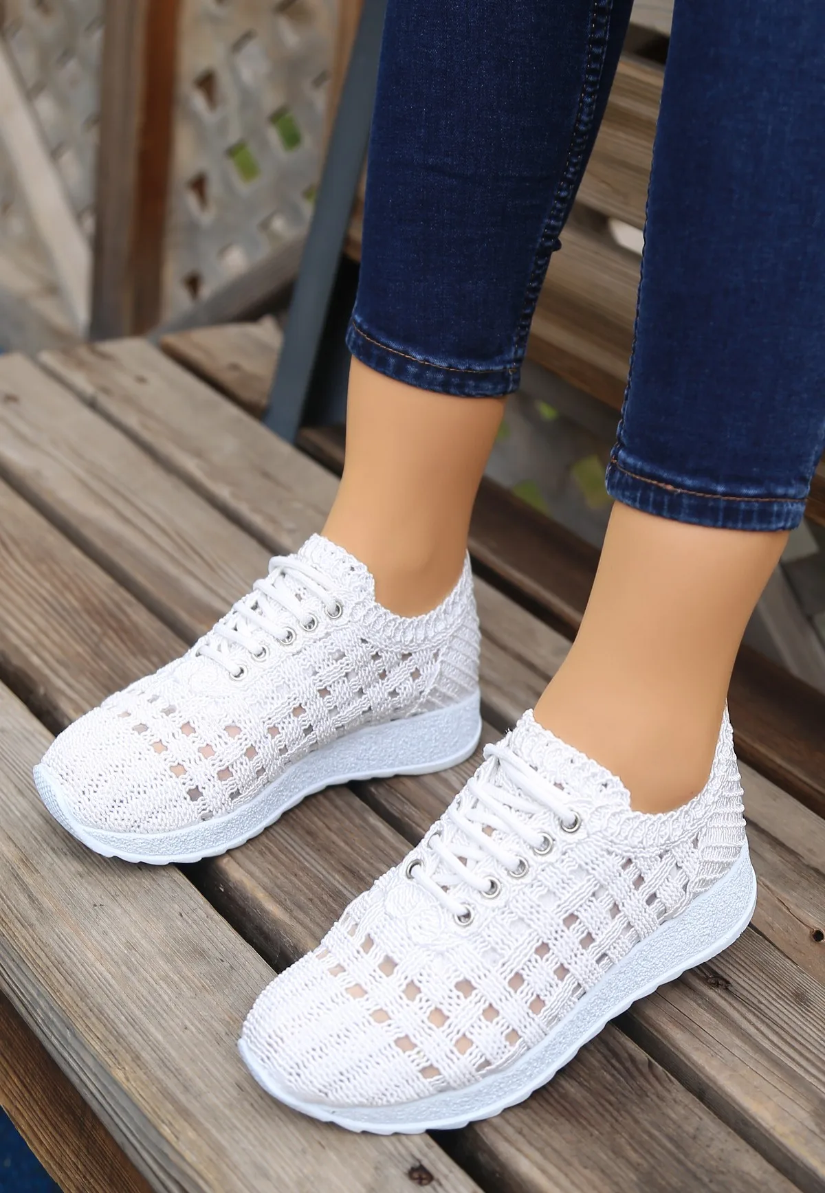 Garf White Braided Sneakers