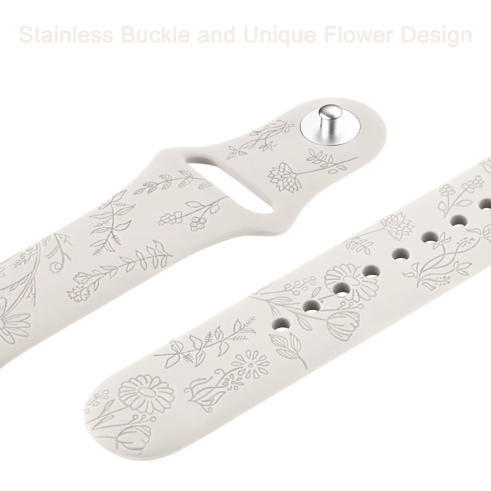 Soft Silicone Flower Engraved Watch Strap Bracelet