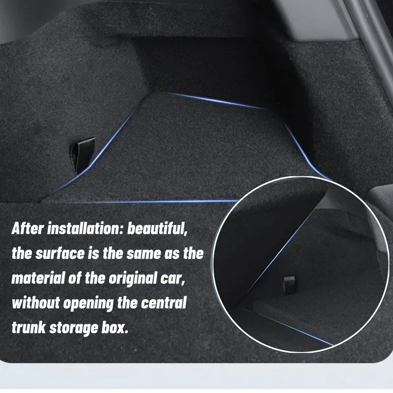 Car Trunk Side Storage Box for Tesla Model Y-24 Hollow Cover Organizer Flocking Mat Partition Board Stowing Tidying