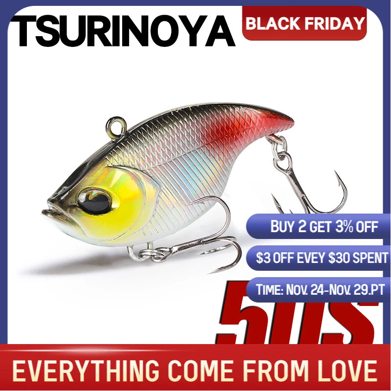 Tsurinoya 50mm 12.5g Vib Ice Fishing Lure Vib Tempter Wobblers For Bass