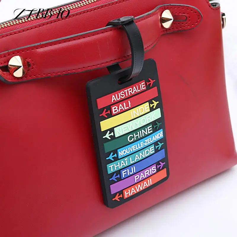 Luggage Tag Baggage Marker holiday Cute Name Cards Holder Handbag Backpack  Silicone suitcase tag Accessories for Girls Boys Red