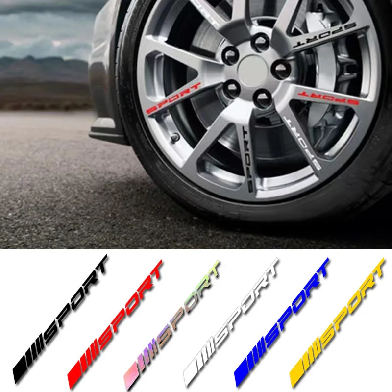 Set di 4 Adesivi per Auto, Strisce Decorative Sportive per Cerchioni, Emblemi DIY per Styling Auto, SUV e Camion