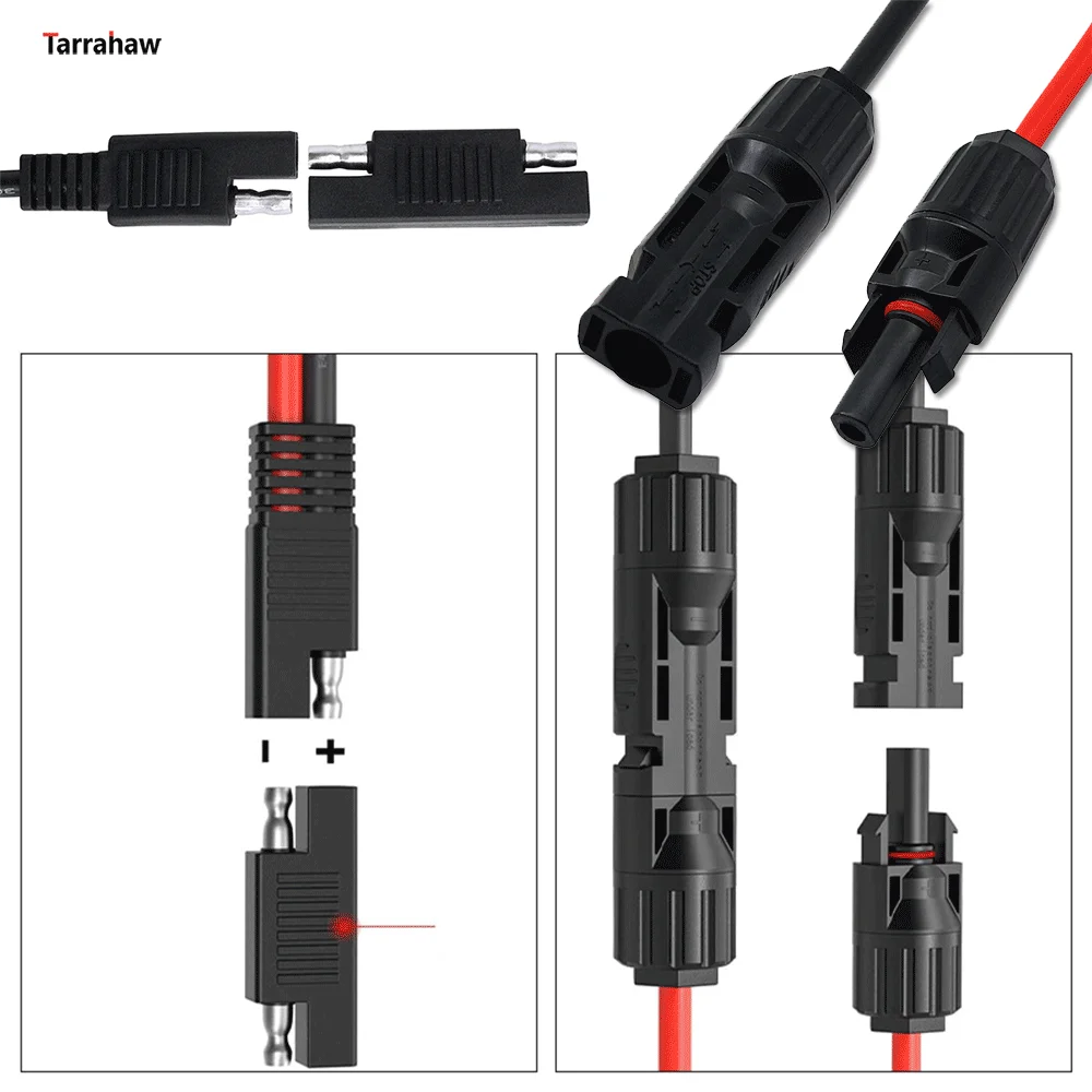 Solar Panel Connector Cable, Energy Storage Power Connector Solar Connector to Sae Plug 30A Photovoltaic Cable 10AWG Male or Female Vehicle Start Energy Storage Battery Waterproof Plug