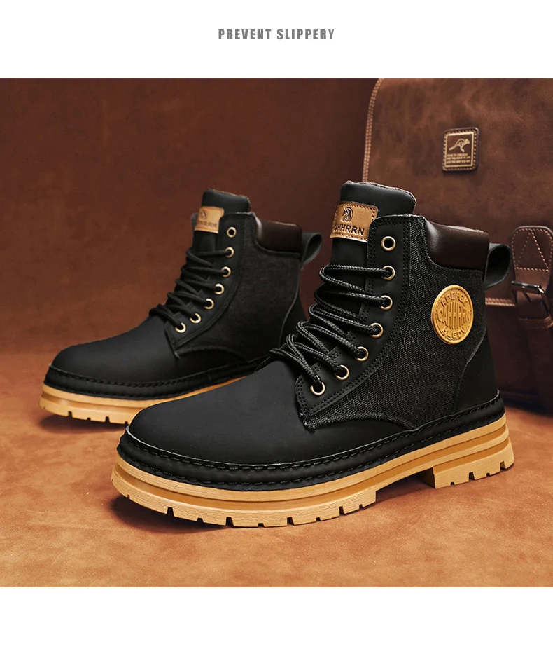 Winter Leather Work Boots: Casual Luxury for Men - true deals club