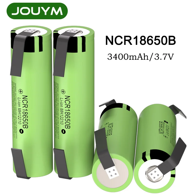 Batteria Jouym 18650 3400Mah Ncr18650B Batterie Ricaricabili Al Litio 3.7V Celle Ad Alta Corrente (Strisce Di Nichel Saldate)