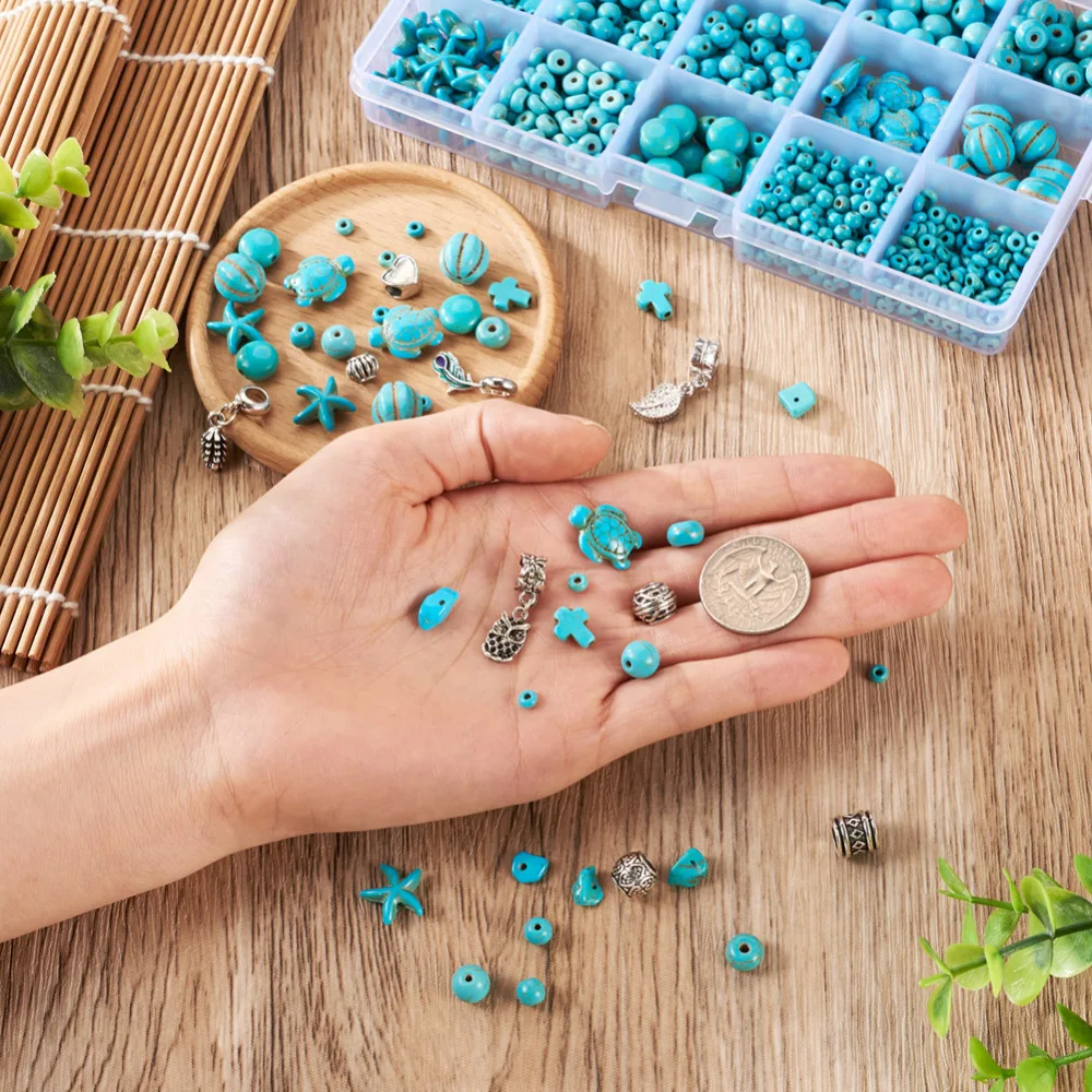 DIY 쥬얼리 제작 파인딩 키트, 유럽 비즈 및 참 포함, DIY 귀걸이 팔찌 목걸이 쥬얼리 제작, 1 세트