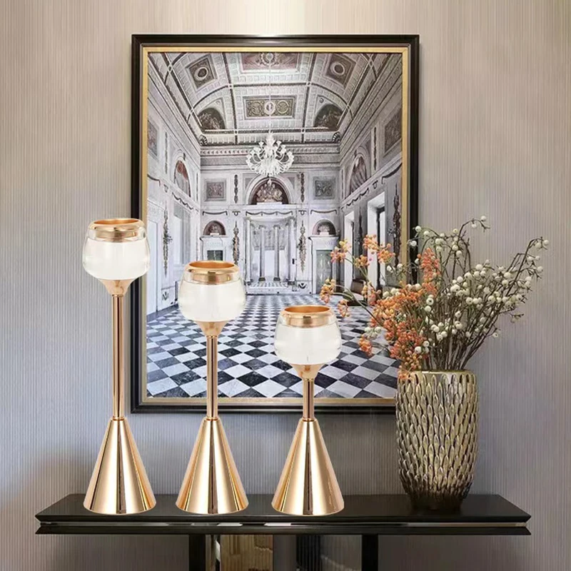 

Living Room Gold Candle Holders Modern Nook European Restaurant Hotel Wedding Candles Metal Indoor Porte Bougie Home Decoration