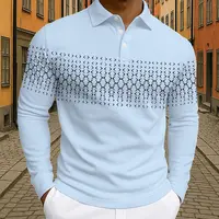 Polo de Golf géométrique à manches longues pour hommes, vêtements quotidiens, imprimés en 3D, boutons respirants, hauts d'automne et d'hiver 2025 4