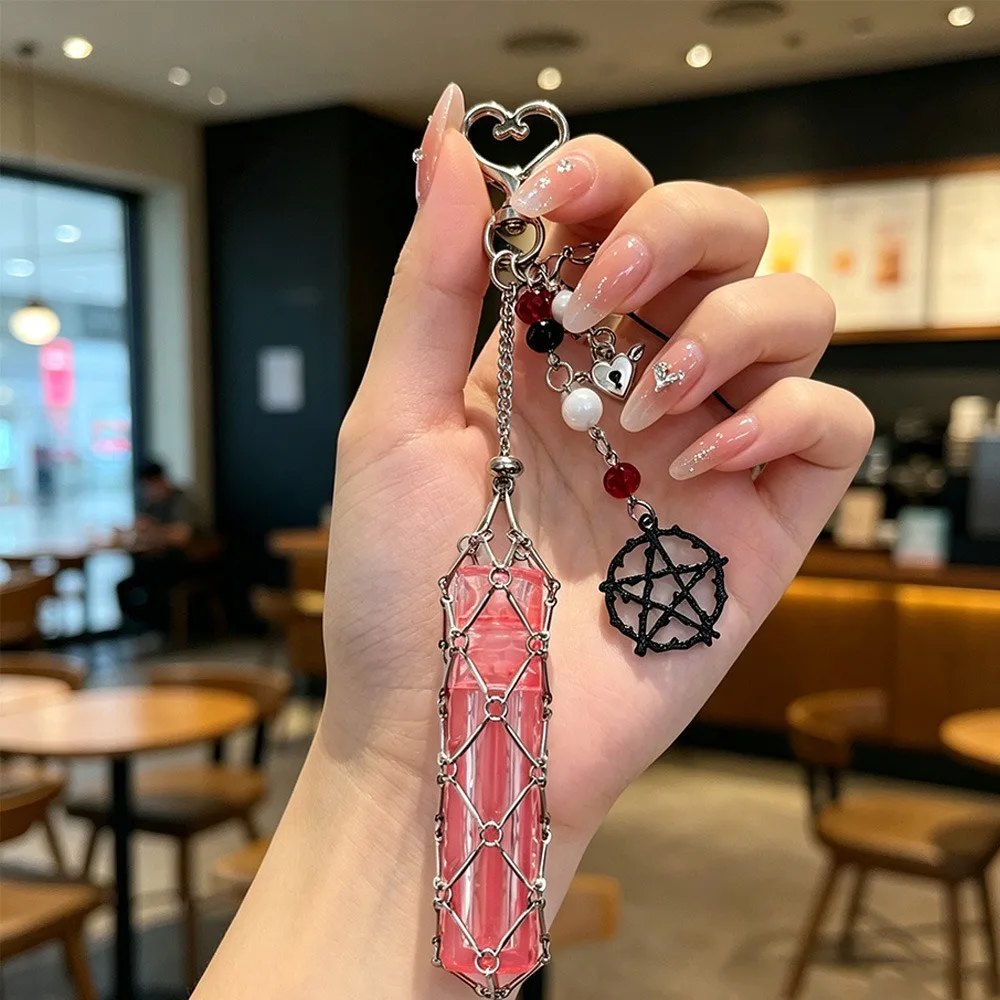 Accessorio Unico: Portachiavi a Forma di Stella in Acciaio Inossidabile, Portatile, con Porta Rossetto, Ideale come Regalo per Ragazze