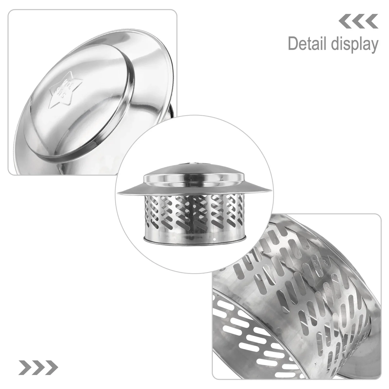 80/110/160/200mm Chimney Cap Stainles Steel Windproof Rain Cover Exterior Vent Wall Fresh Air Outlet Roof Pipe Exhaust Hood