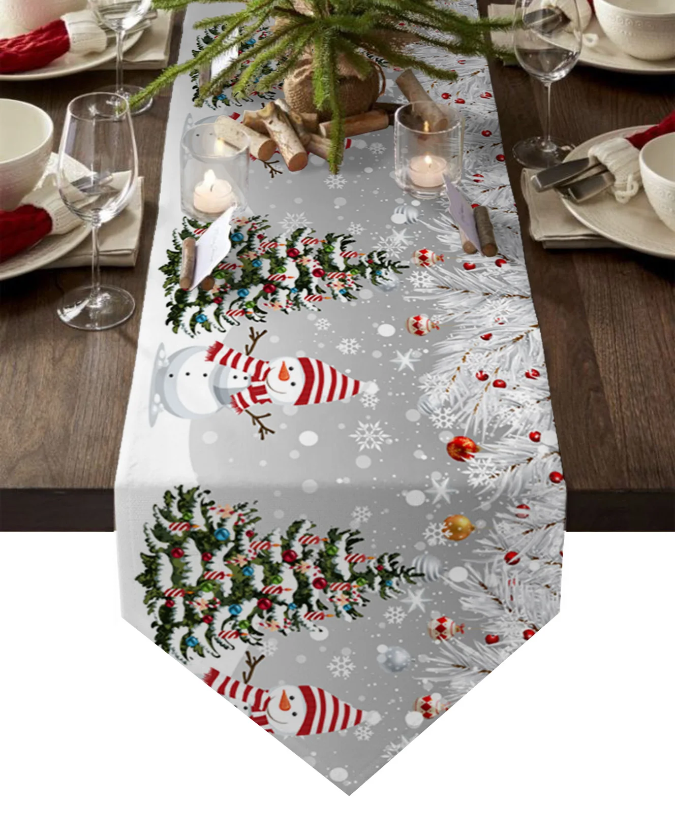 

Christmas Snowman Snowflake Table Runner Wedding Party Decor Tablecloth Holiday Kitchen Table Decor Table Runner