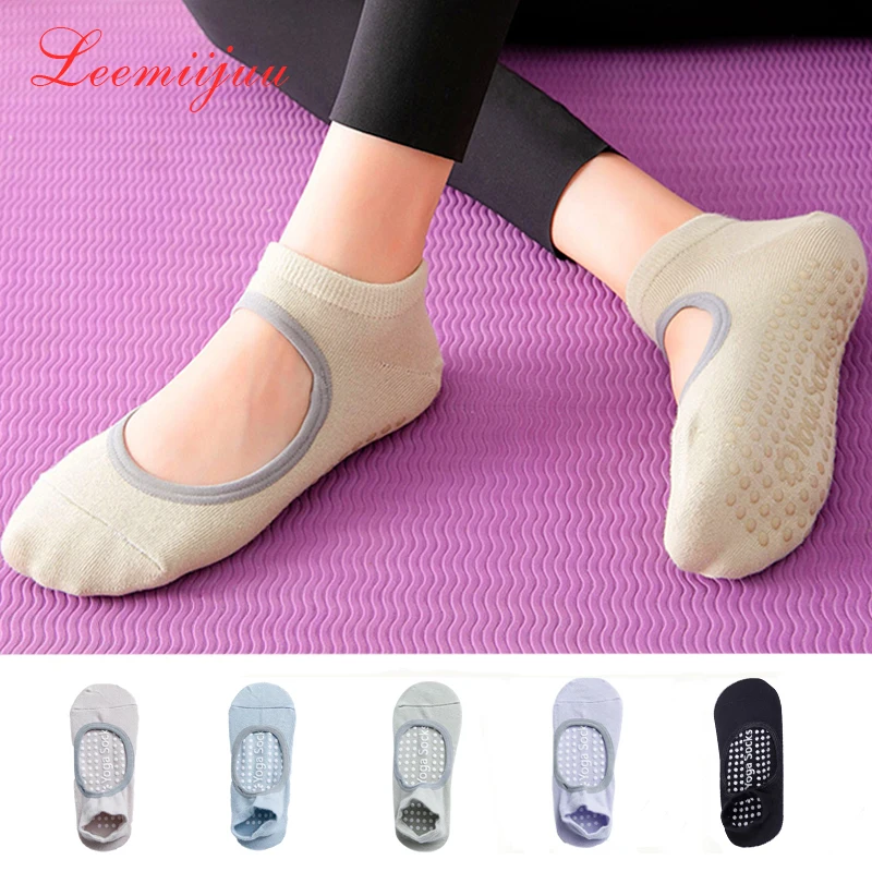 LEEMIIJUU Toeless Non Skid Sticky Grip Yoga Socks for Women Anti Slip
