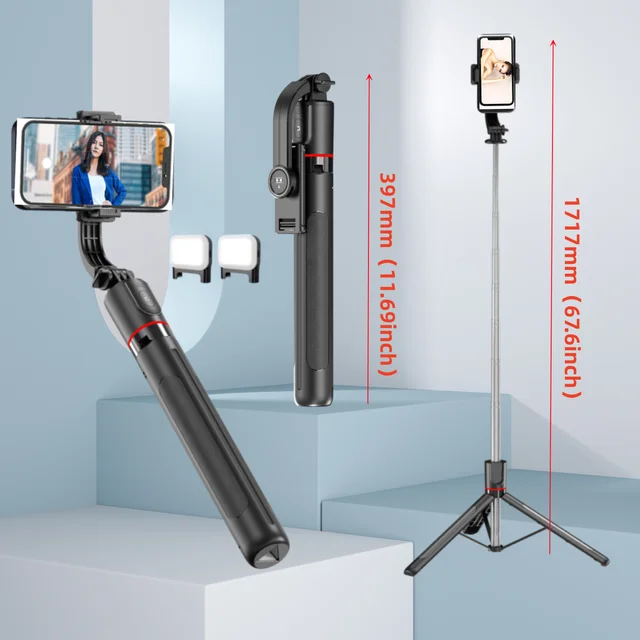 Gimbal Stabilizer Selfie Stick Tripod Gimbal 360 Rotation Following Shooting Mode with Light For iPhone Xiaomi Andriod phone